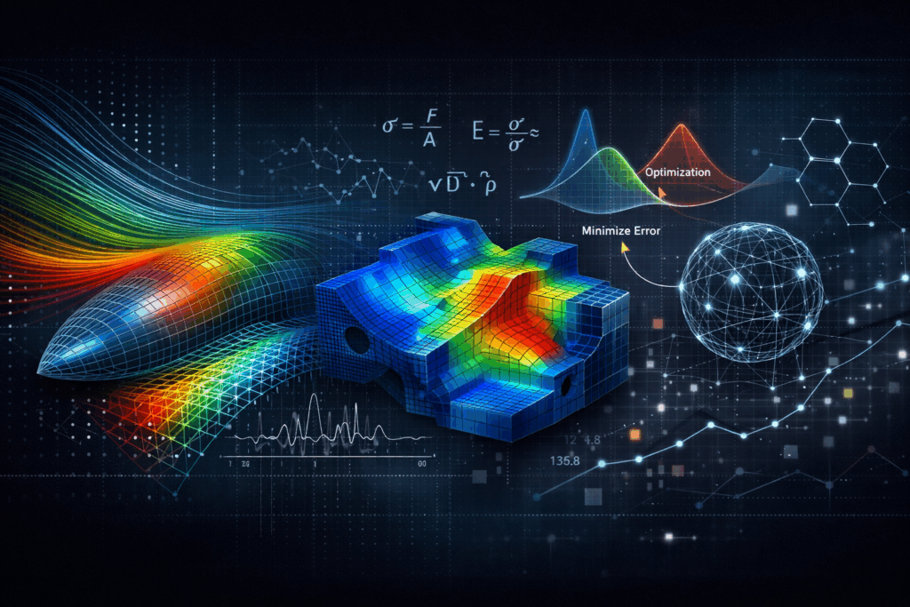 Abstract visualization of physics-based engineering simulation and computational modeling

